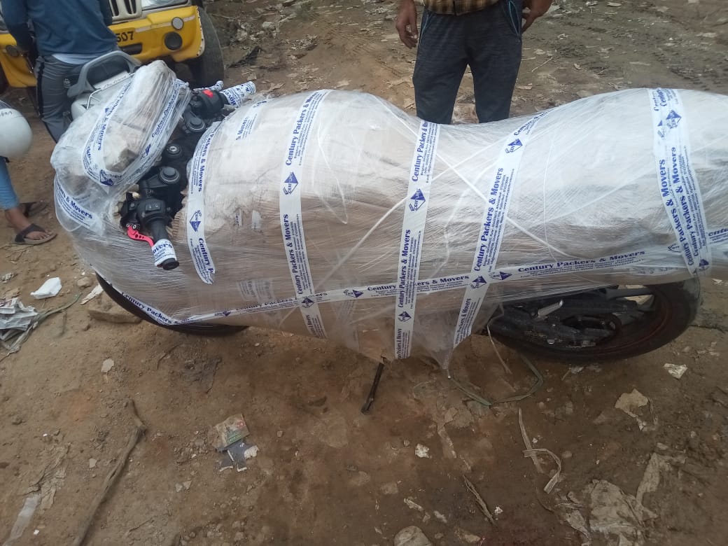Bike transport from Bangalore to Pune prepared for long distance transportation